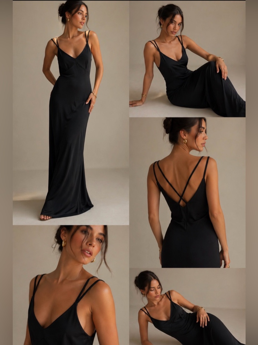 Club Monaco Black Satin Slip Dress | Strappy Back Maxi | Size M Resort wear